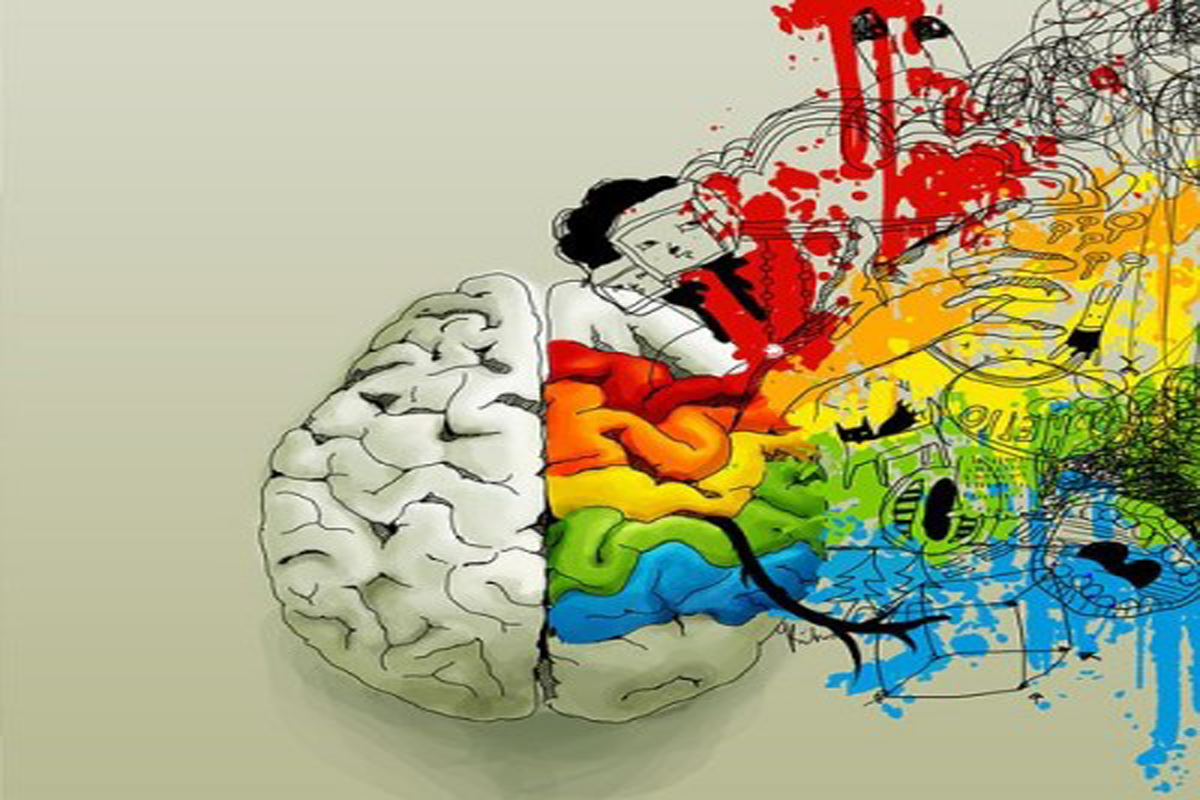 cerebro del que sale un flujo de colores o ideas variadas