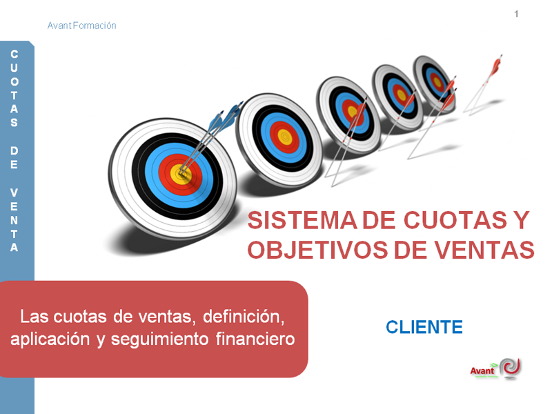 portada del curso sistema de cuotas y objetivos de venta. Varias dianas con flechas clavadas