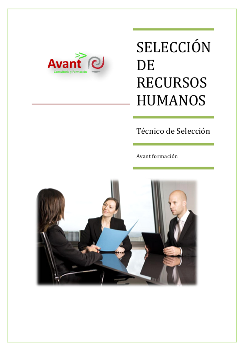 portada del manual Selección de recursos humanos
