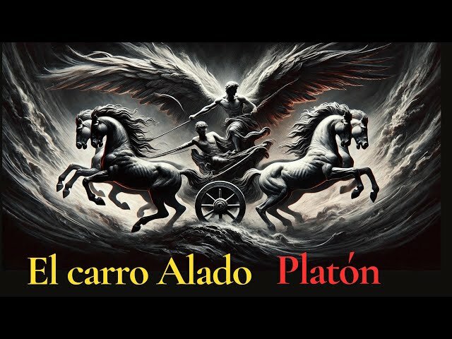 Dibujo imaginativo del carro alado de Platón