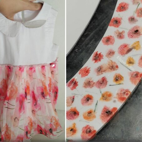 dettagli lavorazione abito floreale