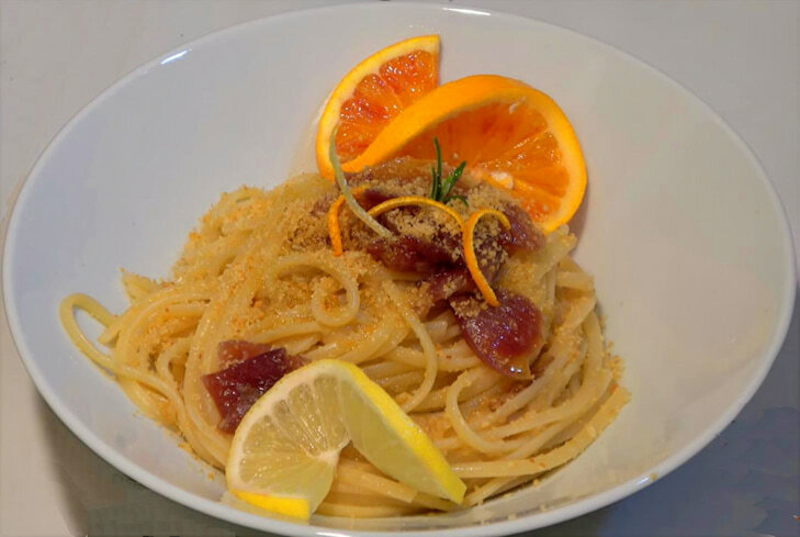 Spaghettoni con Agrumi e Cipolla di Calabria