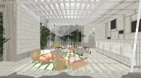 Concept design for Enea outside in store setup in zurich paola lenti