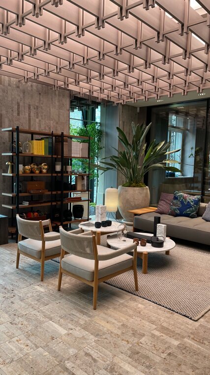 Concept design for Enea outside in store setup in zurich paola lenti