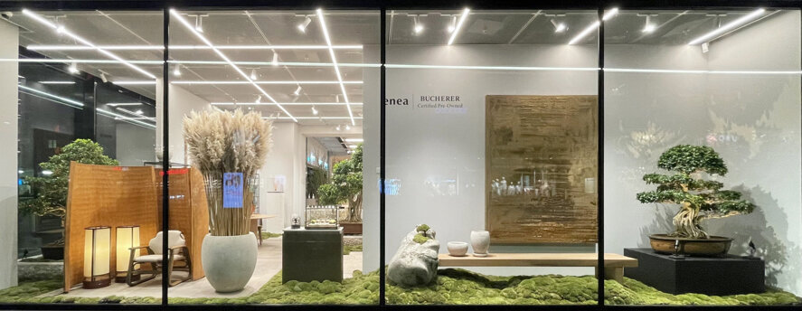 Enea outside in retail store in collaboration with chiara butti studio