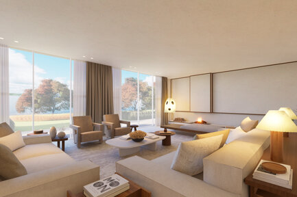 interior japandi villa france neutral tones earthy colors