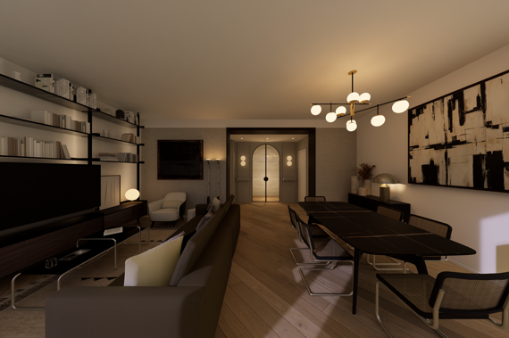 Milanese living room renovation rimadesio poliform flos cc-tapis