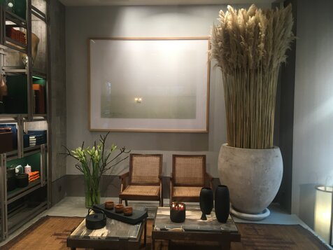 Enea outside in retail store in collaboration with chiara butti studio