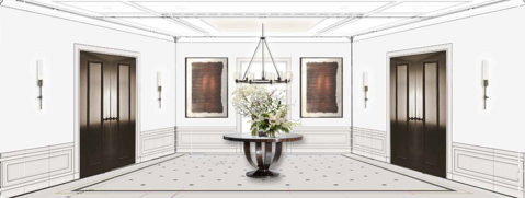 Concept elaboration sketch supplier coordination design luxury villa saudi arabia