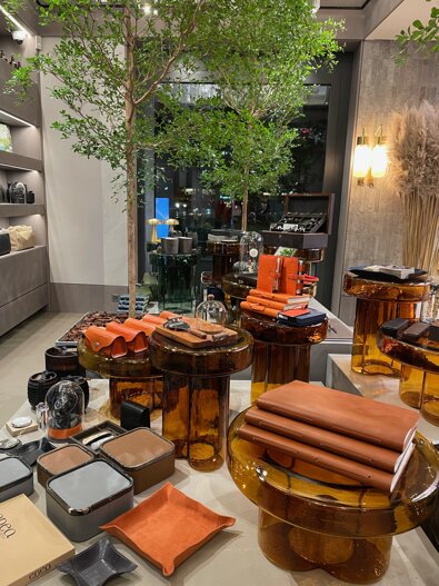 Enea outside in retail store in collaboration with chiara butti studio