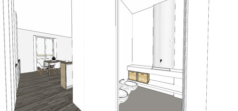 concept and design of a young couple apartment in milan