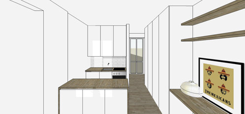 concept and design of a young couple apartment in milan