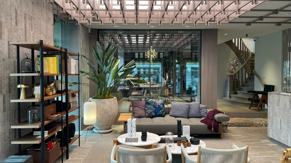 Concept design for Enea outside in store setup in zurich paola lenti