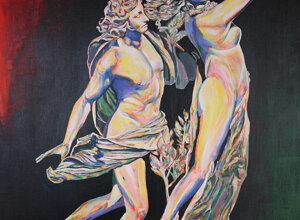 Dipinto di Apollo e Dafne reinterpretato da Massimo Paravani con stile cromatismo emozionale Dipinto di Apollo e Dafne reinterpretato da Massimo Paravani con stile cromatismo emozionale