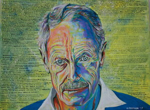 Ritratto di Erri De Luca dipinto da Massimo Paravani con stile cromatismo emozionale