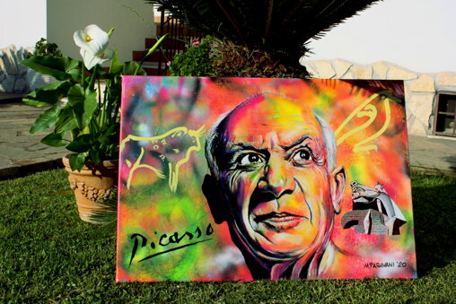 Pablo Picasso dipinto da Massimo Paravani 