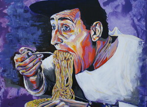 Dipinto di Alberto Sordi firmato Massimo Paravani Dipinto di Alberto Sordi firmato Massimo Paravani