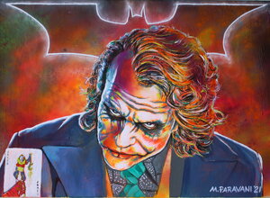 Ritratto pittorico del Joker realizzato da Massimo Paravani con cromatismo emozionale Ritratto pittorico del Joker realizzato da Massimo Paravani con cromatismo emozionale