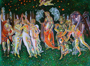 Interpretazione della Primavera di Botticelli realizzata da Massimo Paravani con cromatismo emozionale Interpretazione della Primavera di Botticelli realizzata da Massimo Paravani con cromatismo emozionale