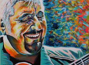 Opera dedicata a Pino Daniele realizzata da Massimo Paravani con stile cromatismo emozionale