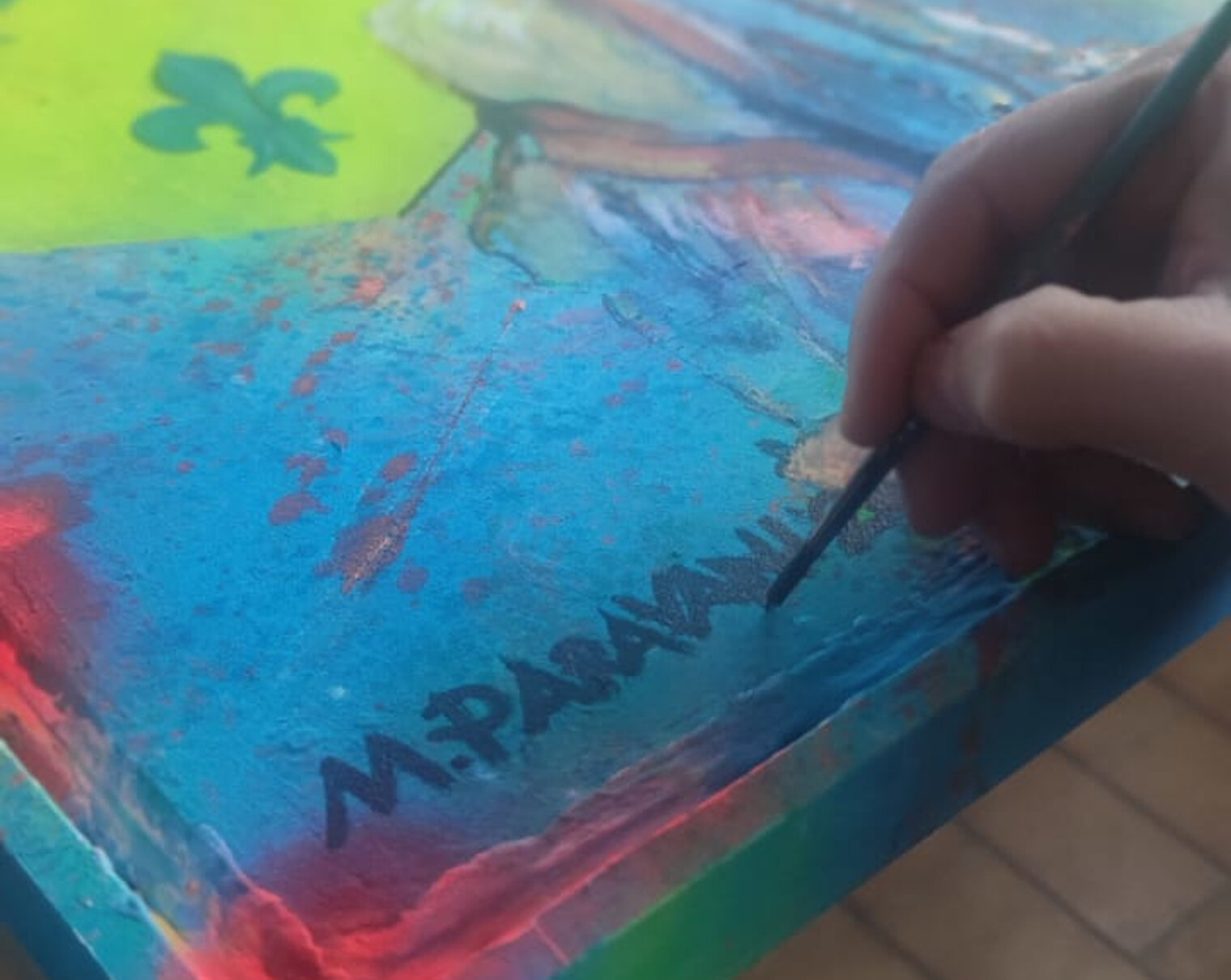 Firma sui dipinti di Massimo Paravani