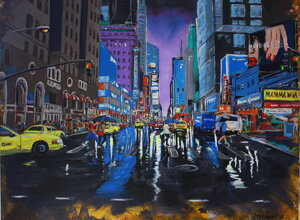 Veduta artistica di New York reinterpretata da Massimo Paravani con stile cromatismo emozionale Veduta artistica di New York reinterpretata da Massimo Paravani con stile cromatismo emozionale