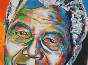 Ritratto di Nelson Mandela realizzato da Massimo Paravani in stile cromatismo emozionale