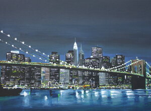 Dipinto del Ponte di Brooklyn realizzato da Massimo Paravani con cromatismo emozionale Dipinto del Ponte di Brooklyn realizzato da Massimo Paravani con cromatismo emozionale