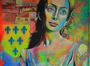 Dipinto di Giulia Farnese firmato da Massimo Paravani con cromatismo emozionale