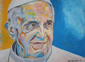 Dipinto di Papa Francesco firmato Massimo Paravani con stile cromatismo emozionale