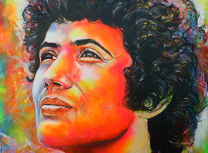 Ritratto di Lucio Battisti firmato Massimo Paravani con cromatismo emozionale Lucio Dalla