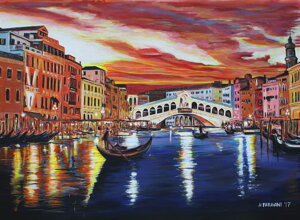 Veduta artistica di Venezia dipinta da Massimo Paravani con cromatismo emozionale Veduta artistica di Venezia dipinta da Massimo Paravani con cromatismo emozionale