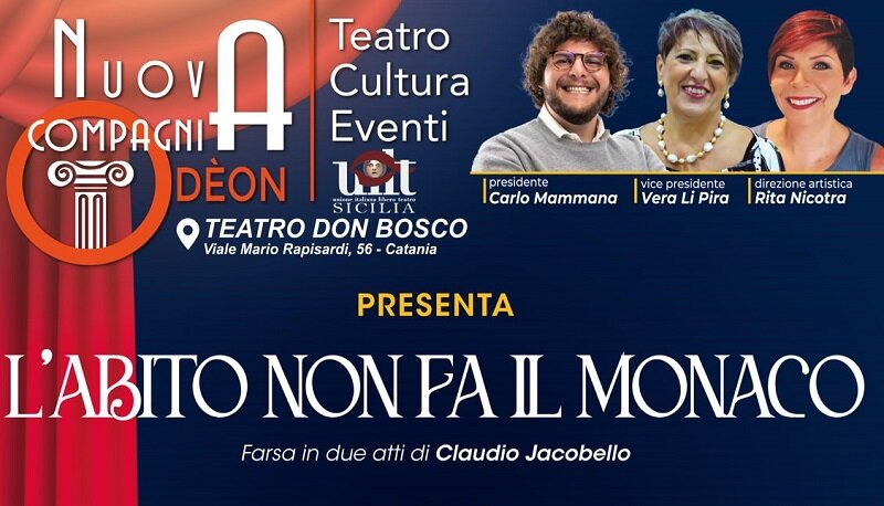Al 'Don Bosco' di Catania il 17 e 18 ottobre 'L'abito non fa il monaco' di Claudio Jacobello Al 'Don Bosco' di Catania il 17 e 18 ottobre 'L'abito non fa il monaco' di Claudio Jacobello