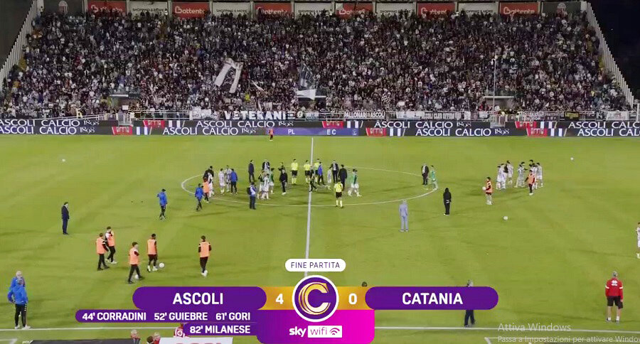 Semifinali andata play off, Catania travolto in terra marchigiana 4-0 dall'Ascoli
