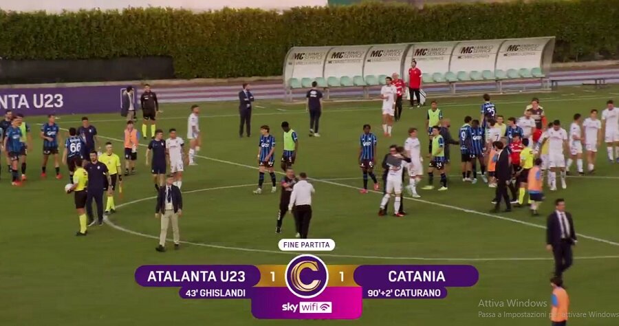 Serie C, il Catania pareggia 1-1 nel recupero con l'Atalanta U23 e centra il secondo posto