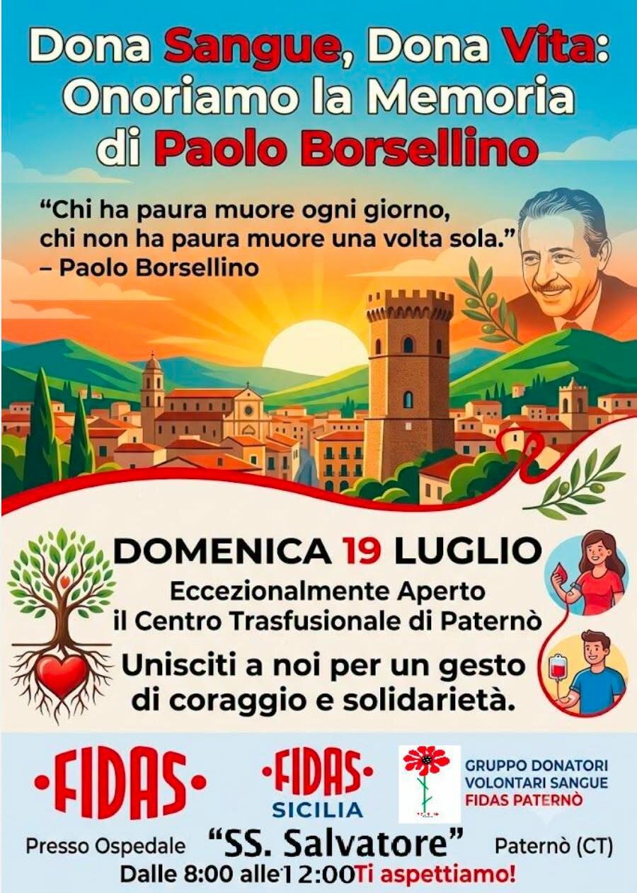 Donare sangue in memoria di Paolo Borsellino e con la Maratona del Dono