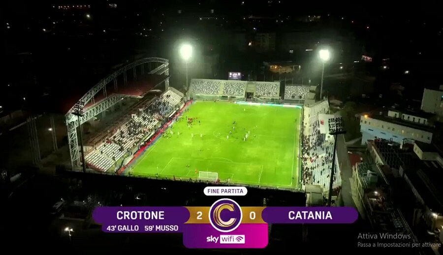 Serie C, un Catania inesistente battuto 2-0 allo stadio Ezio Scida dal Crotone