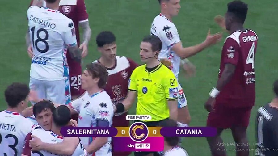Un pari senza reti tra Salernitana e Catania, solo un punto per gli etnei