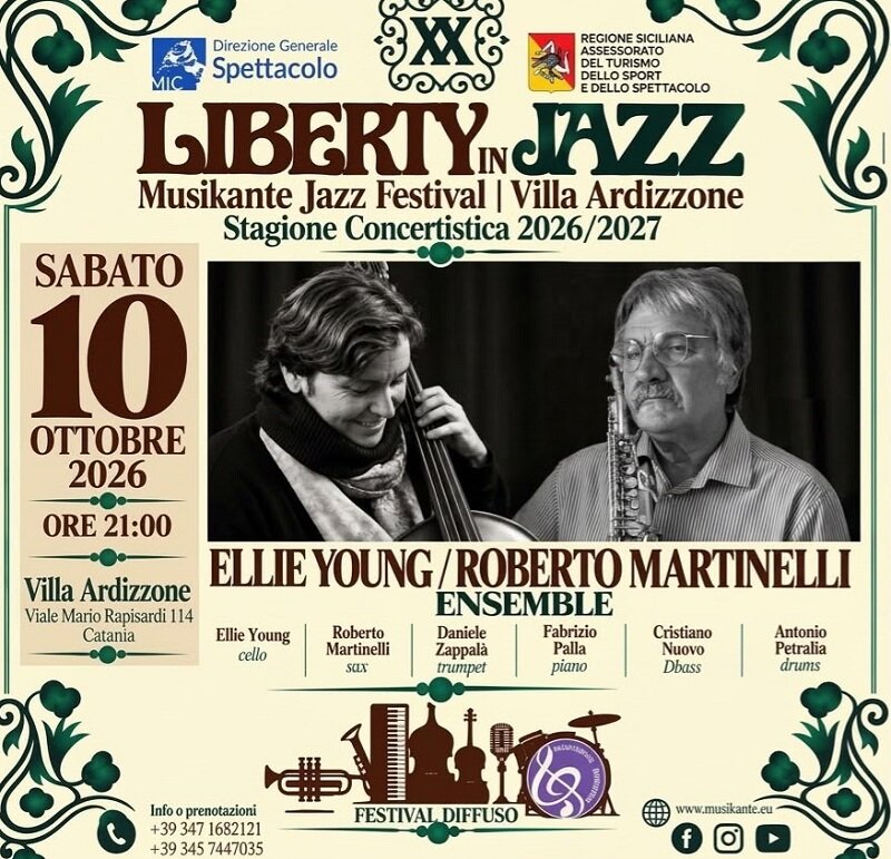 Parte il 10 ottobre a Catania la stagione concertistica ‘Liberty in Jazz 2026/2027’