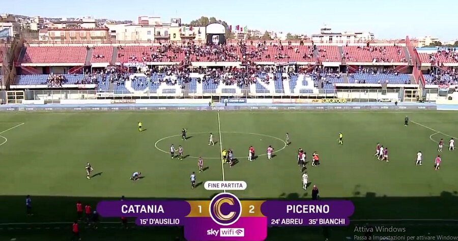 Serie C, amara Pasquetta al Massimino, Catania sconfitto 2-1 dal Picerno