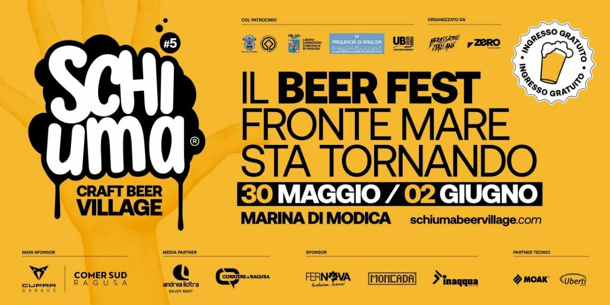 Schiuma 2026, a Marina di Modica Craft Beer Festival in Spiaggia Schiuma 2026, a Marina di Modica Craft Beer Festival in Spiaggia