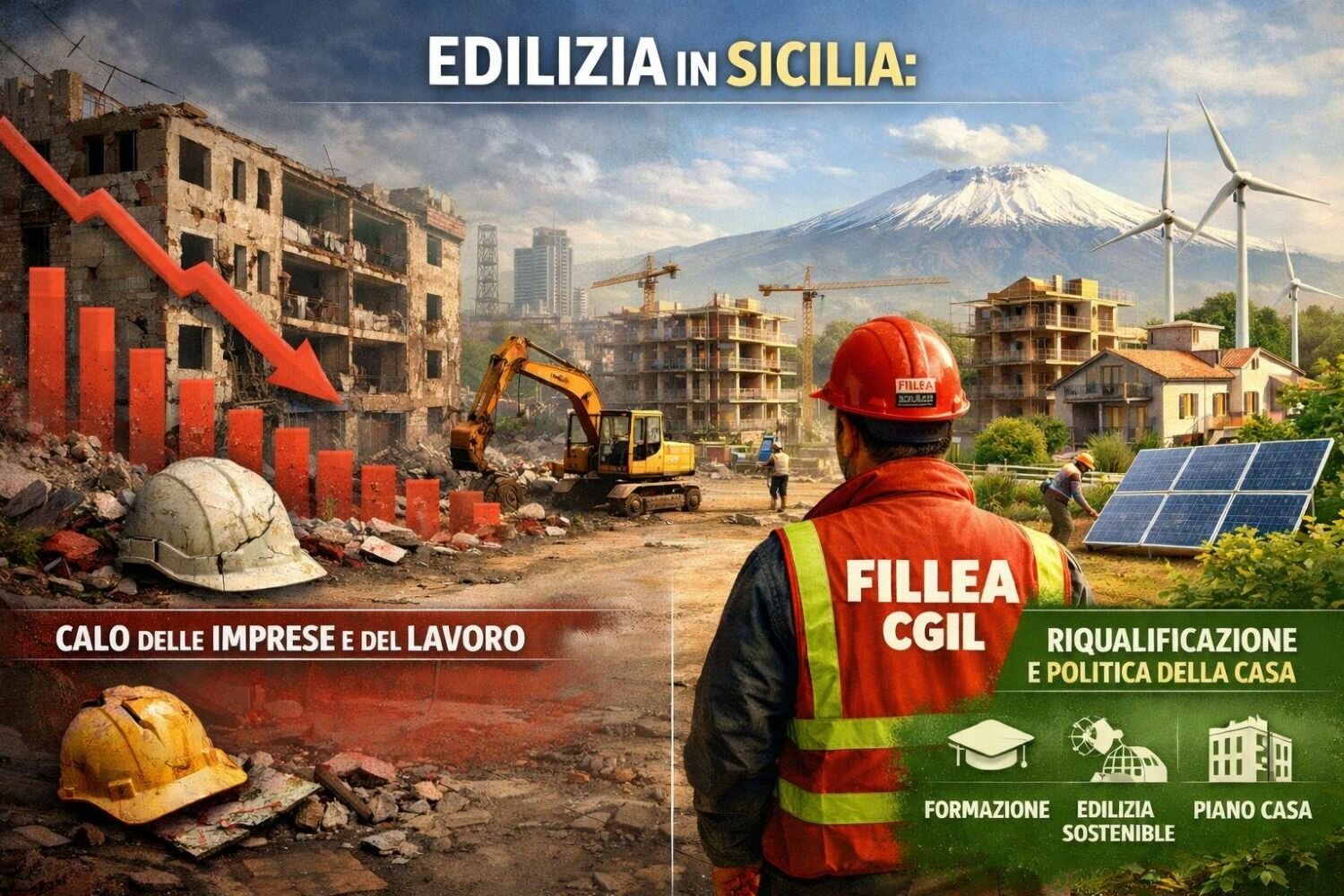 Edilizia in Sicilia, Fillea Cgil: “In due anni quasi 800 imprese in meno Edilizia in Sicilia, Fillea Cgil: “In due anni quasi 800 imprese in meno