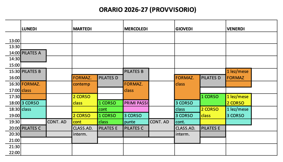 orario 2026-27 provvisorio