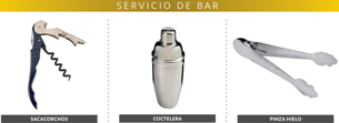 Servicio de bar saca corchos+coctelera+p
