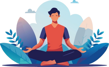 49937315-un-persona-meditare-nel-un-sereno-ambiente-circondato-di-stilizzato-impianti-e-montagne-vettoriale-removebg-preview