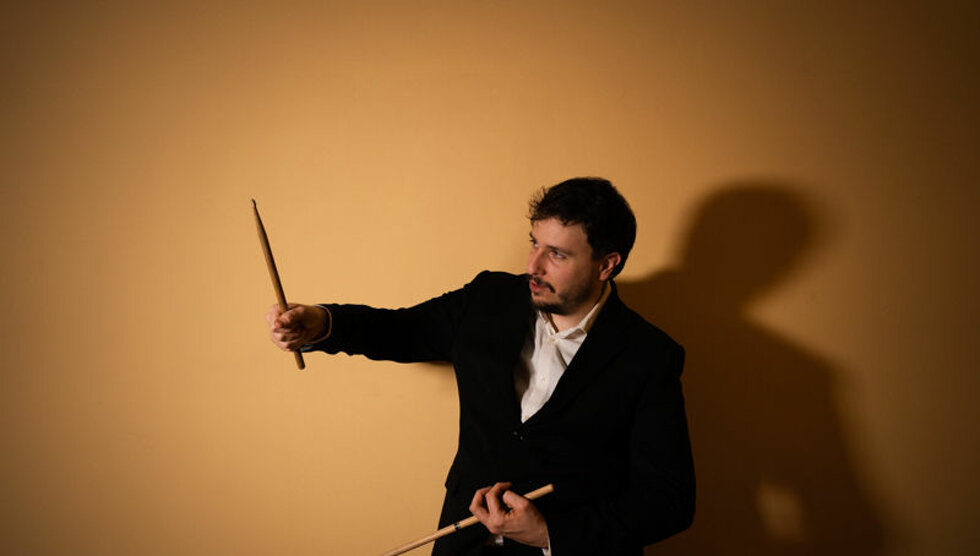 Giulio Daniele on drums. Photo by Stefano Cosi.