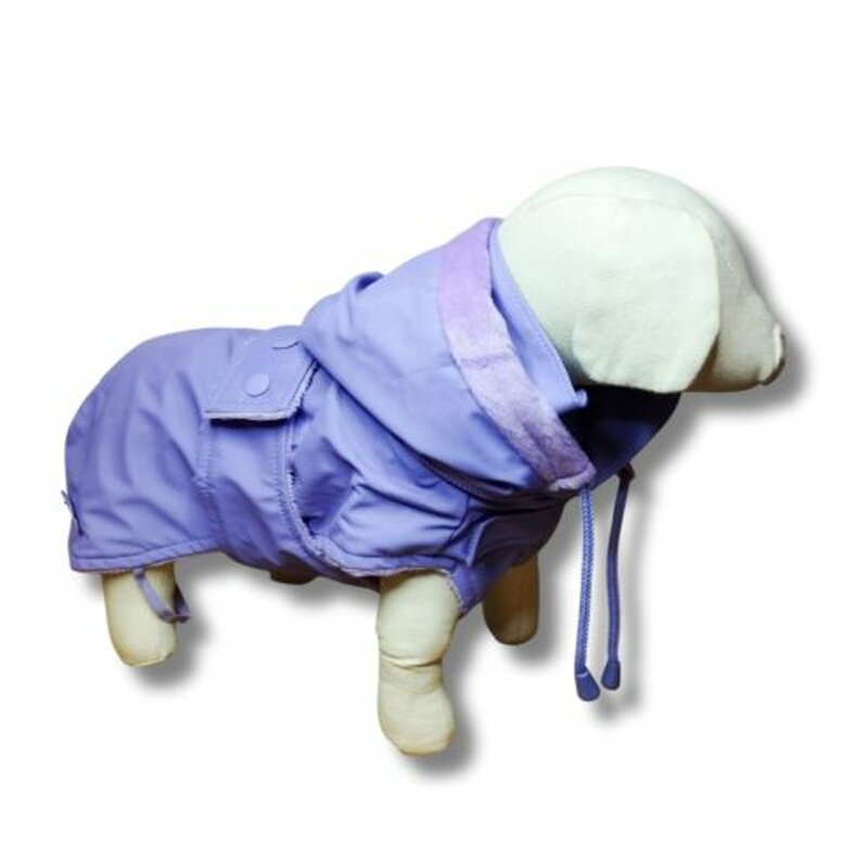 impermeabile lilla con cappuccio