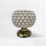 mezza-pigna-in-ceramica-smaltata-bianca-con-base-decorata