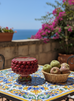 mezza-pigna-in-ceramica-smaltata-portaoggetti-bordeaux