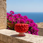 mezza-pigna-in-ceramica-smaltata-portaoggetti-rosso